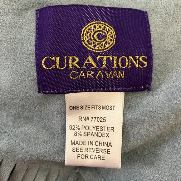 Curations Caravan Faux Suede Wrap Shawl Cover Up Western Boho Studs Fringe O/S - Picture 7 of 7